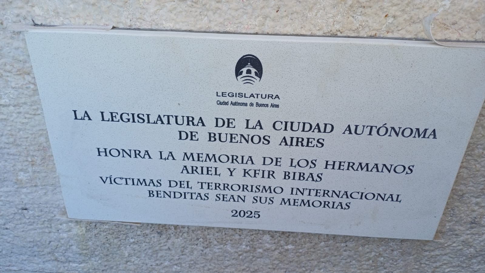 Placa 4 Legislatura CABA Hermanos Bibas