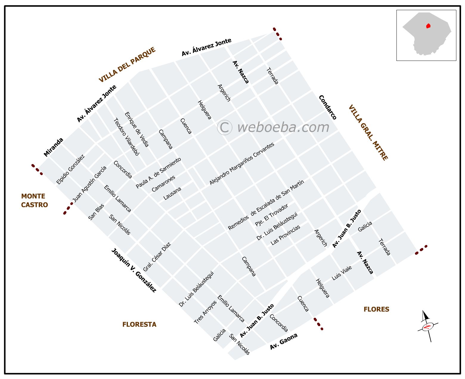 Plano del barrio de Villa Santa Rita